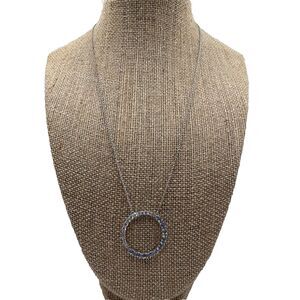 Bomb Party Necklace Circle of Love Sapphire & Rhinestone Silver Tone